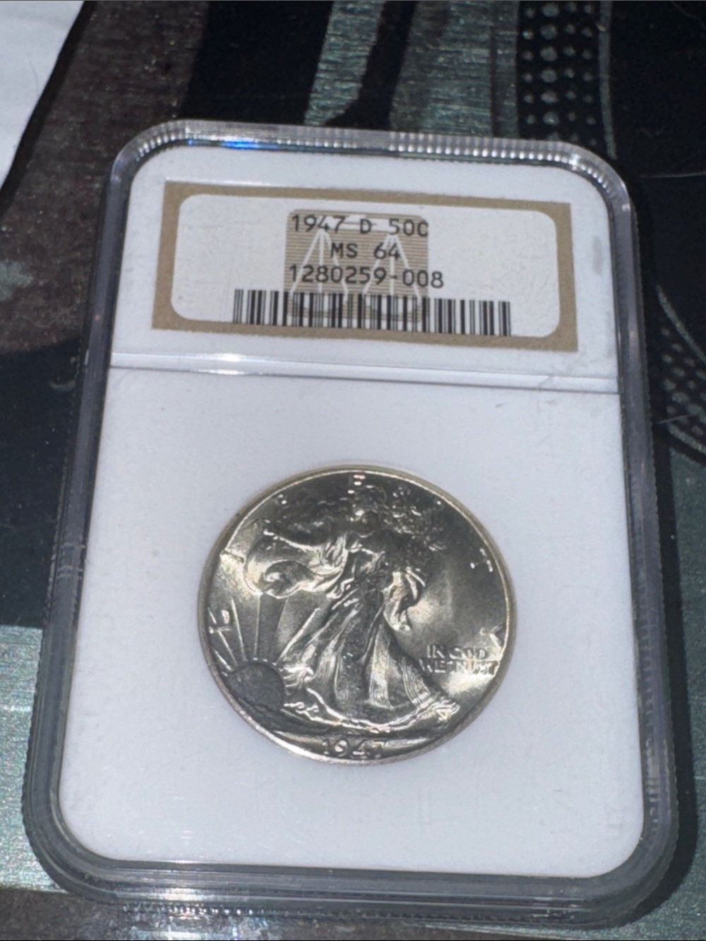 1947 D Silver Walking Liberty Half Dollar in Protective NGC Slab - Silver